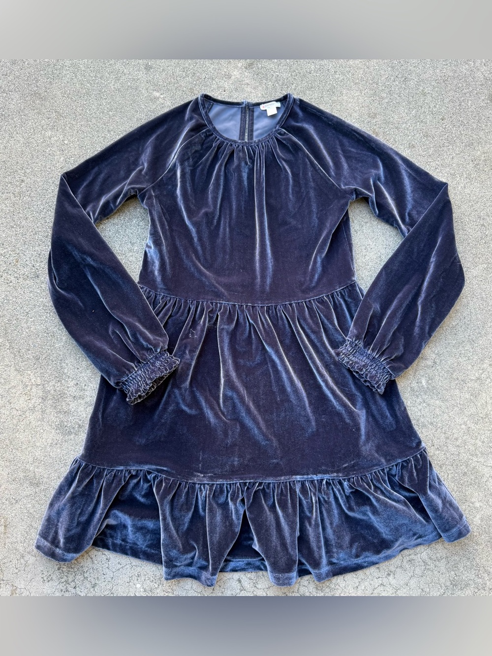 Crewcuts Girls' Tiered Velvet Dress Blue L
